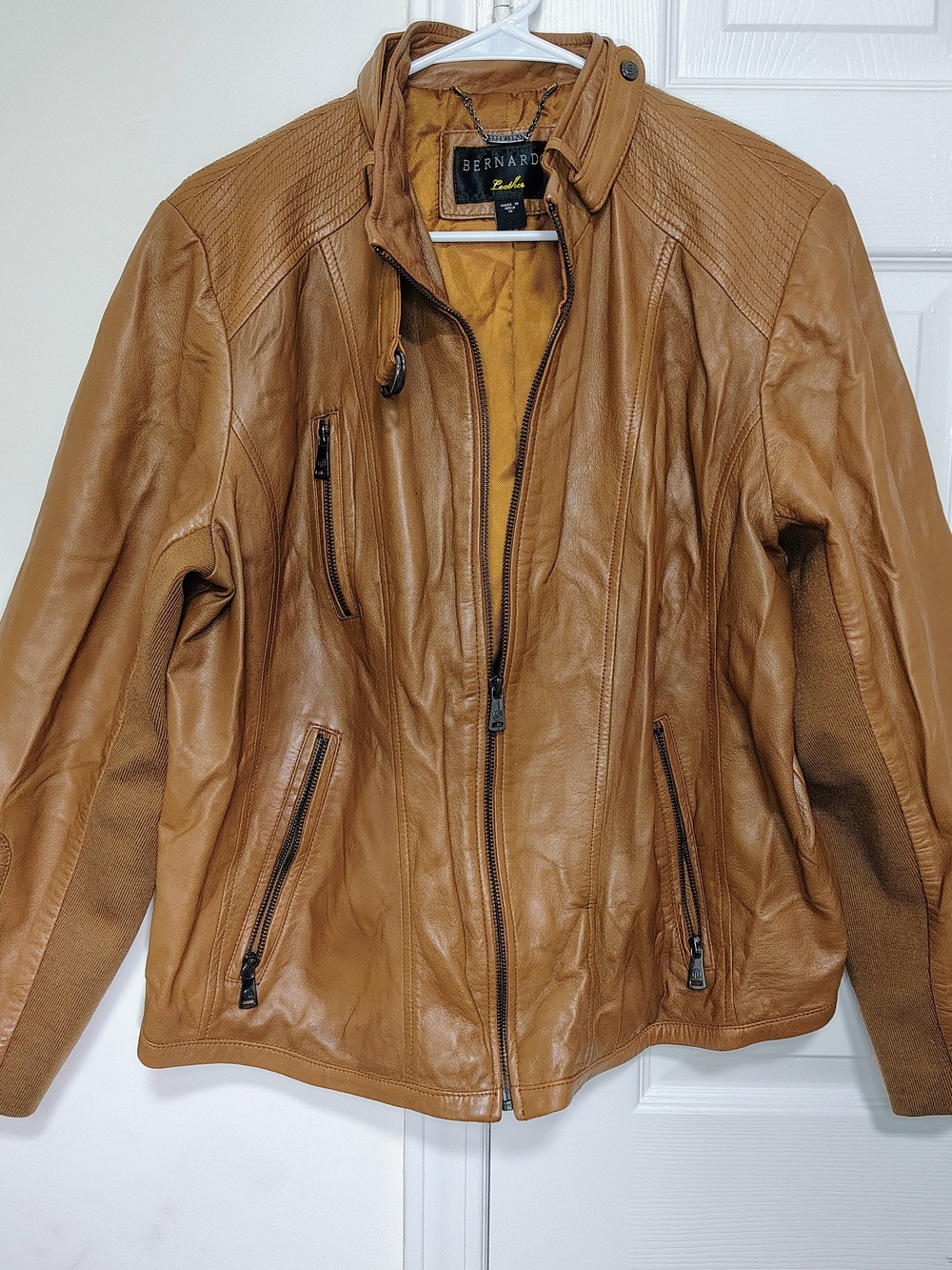 Bernardo Cognac Leather Zip-Front Jacket